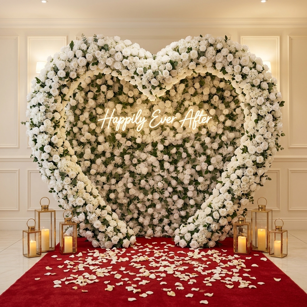 Lush White Flower Wall Backdrop